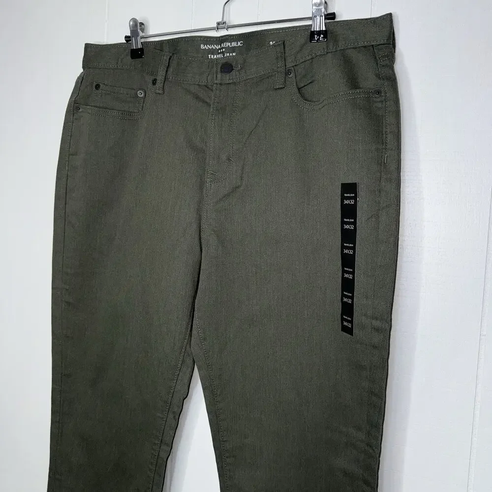 Banana Republic Men’s Travel Jean Athletic Fit Green Size 34x32 NWOT